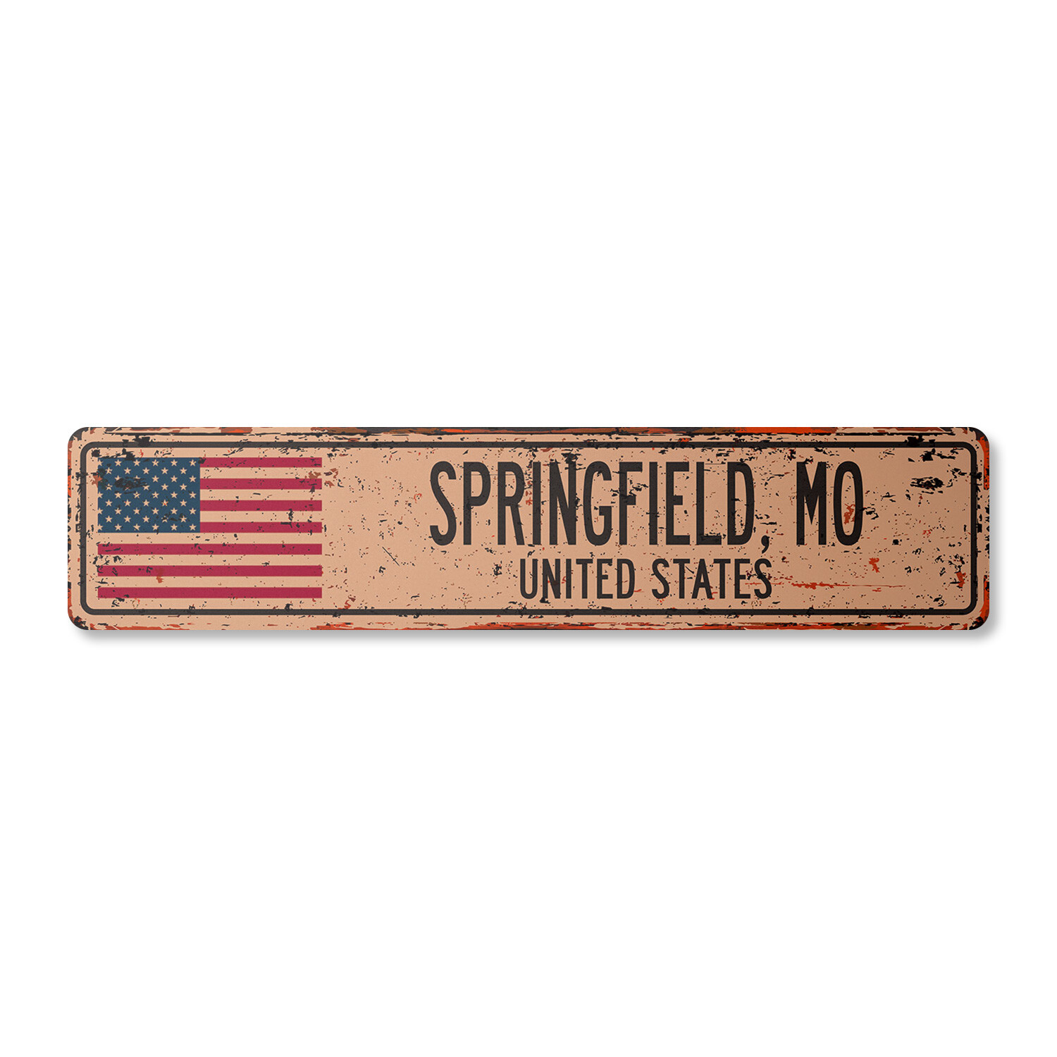SPRINGFIELD MO UNITED STATES Vintage Street Sign American flag city country rust
