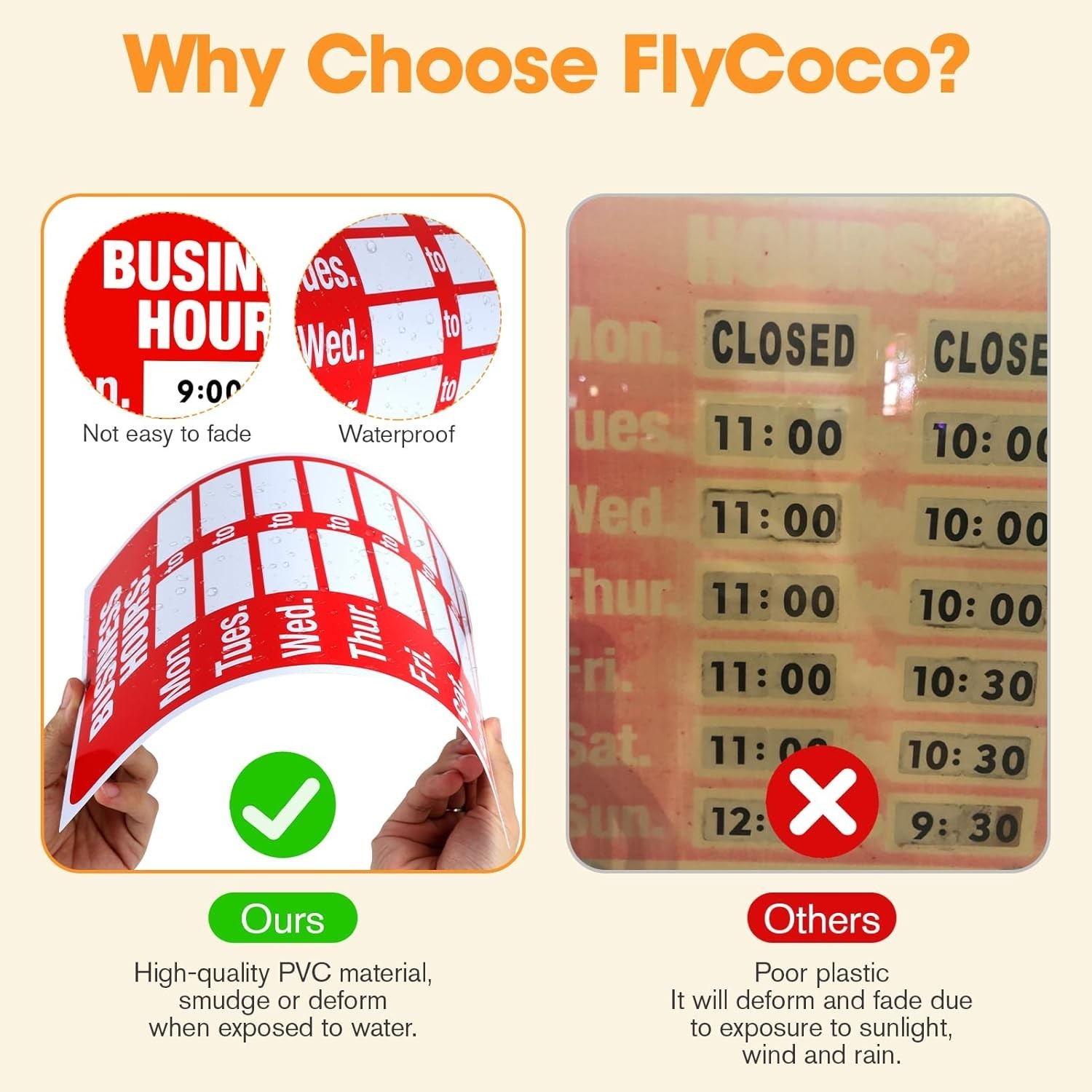 2 Piece Business Hours Sign, Open Hours Signs for Business Adjustable, Assured