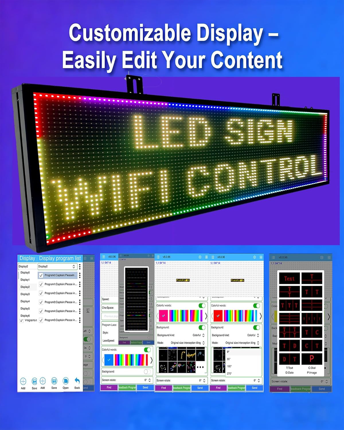 Customizable LED Scrolling Sign – Waterproof Open Sign for Business 40×14 Inch