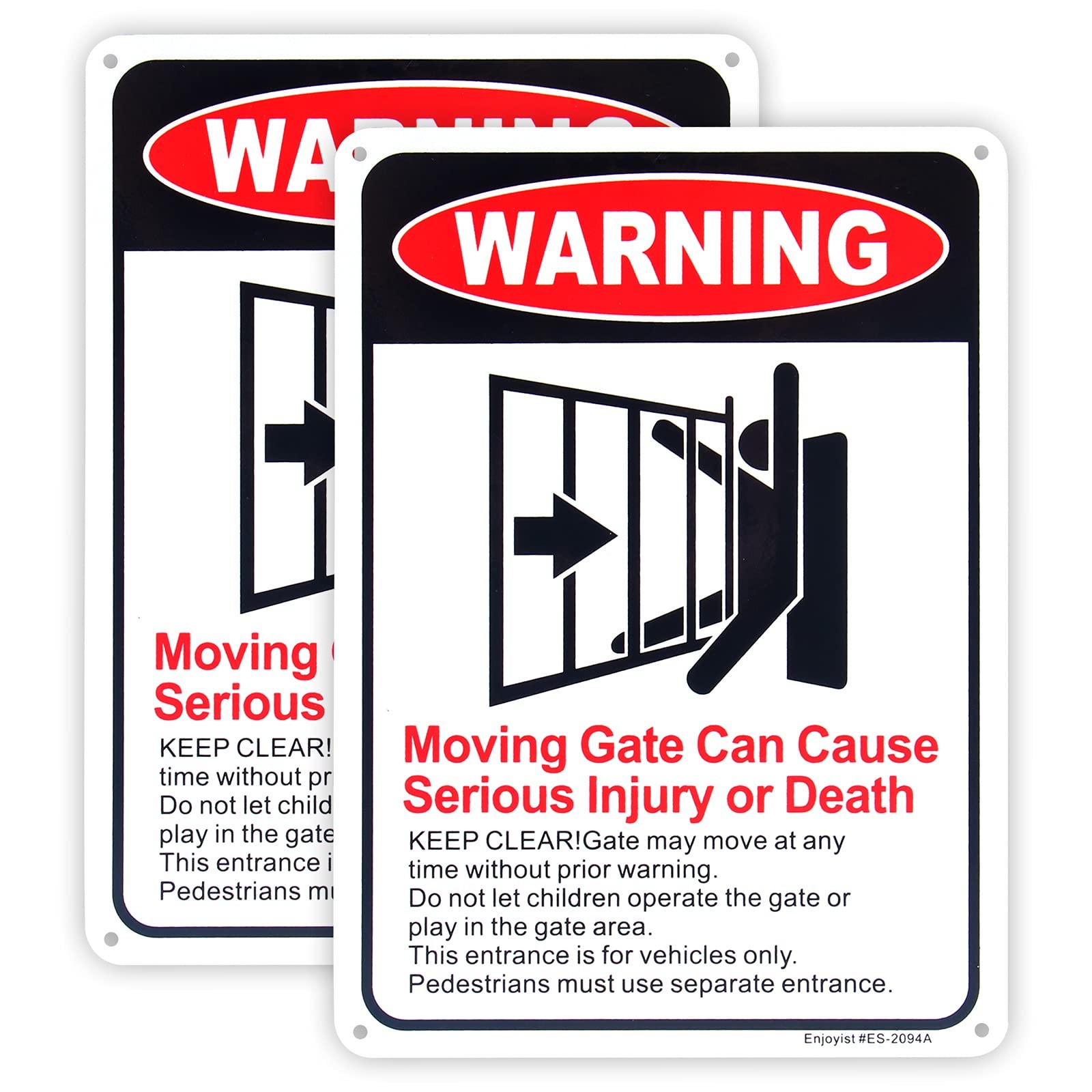 Enjoyist 2-Pack Moving Gate Sign – Can Cause Serious Injury or Death 10″x 7″ …