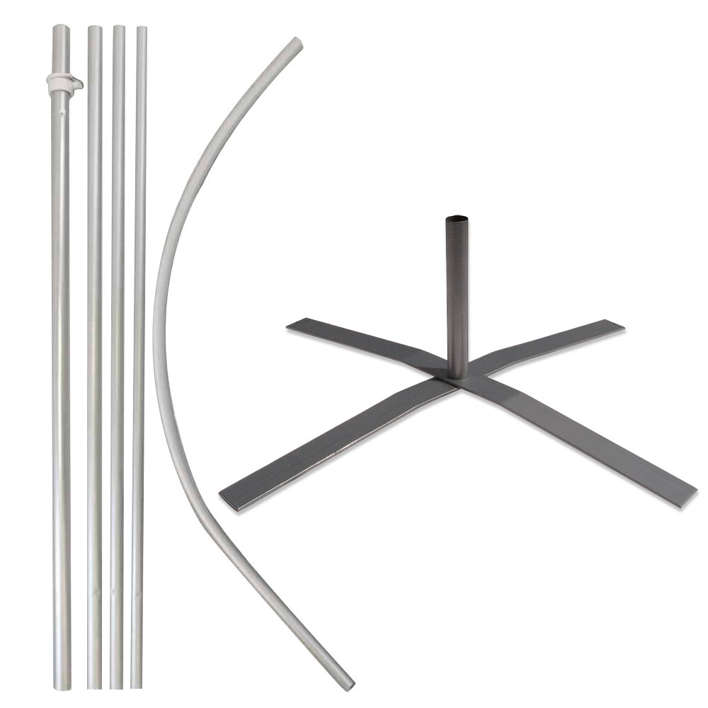 15ft Windless Swooper Flag Pole Kit Flagpole Feather Flag Sign Pole X Stand