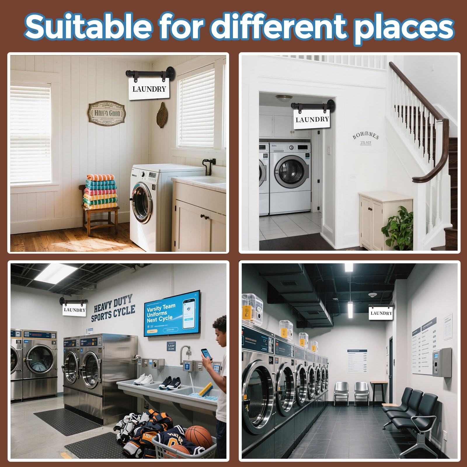 Laundry Metal Wall Sign 11″ x 6″ Wall-Mounted Laundry Room Sign Double-Sided …