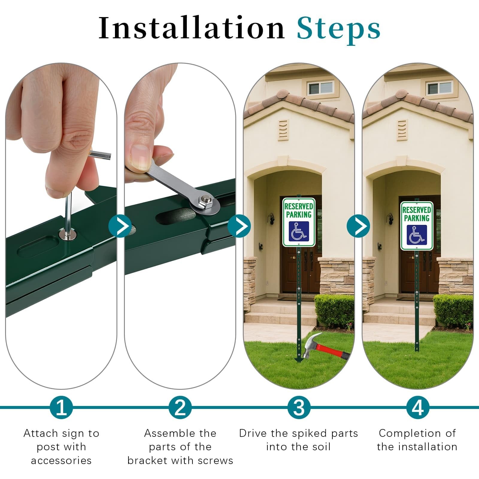 6′ Tall DIY Reserved Parking Sign 12×18 Inch Reflective Aluminum Stake Green