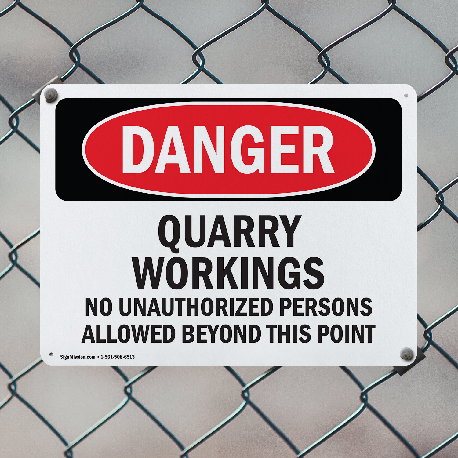 (2 Pack) Quarry Workings No Unauthorized Persons OSHA Danger Sign Decal Metal