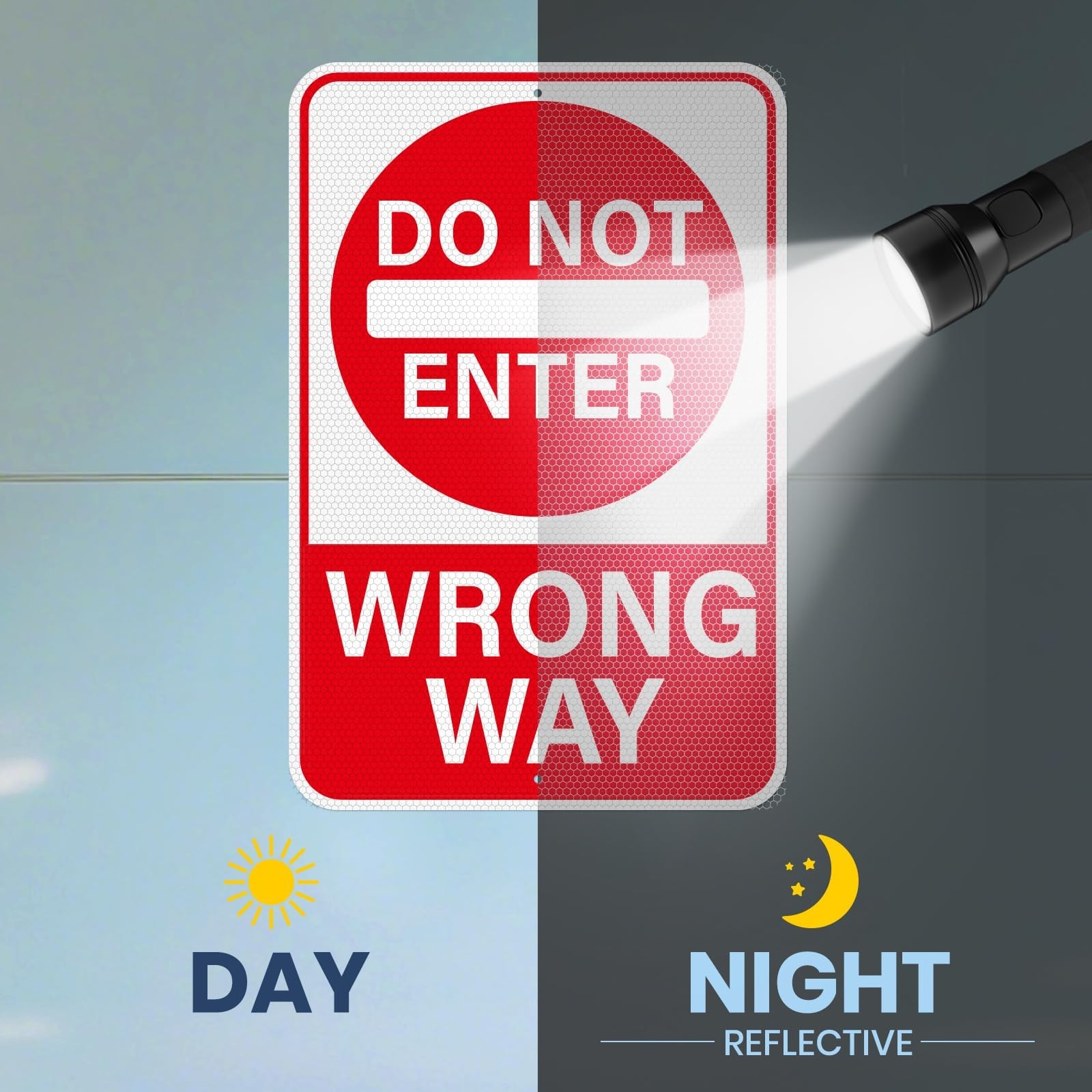 2 Pack Do Not Enter Wrong Way Sign 18 × 12 Inches Reflective Waterproof Fade …