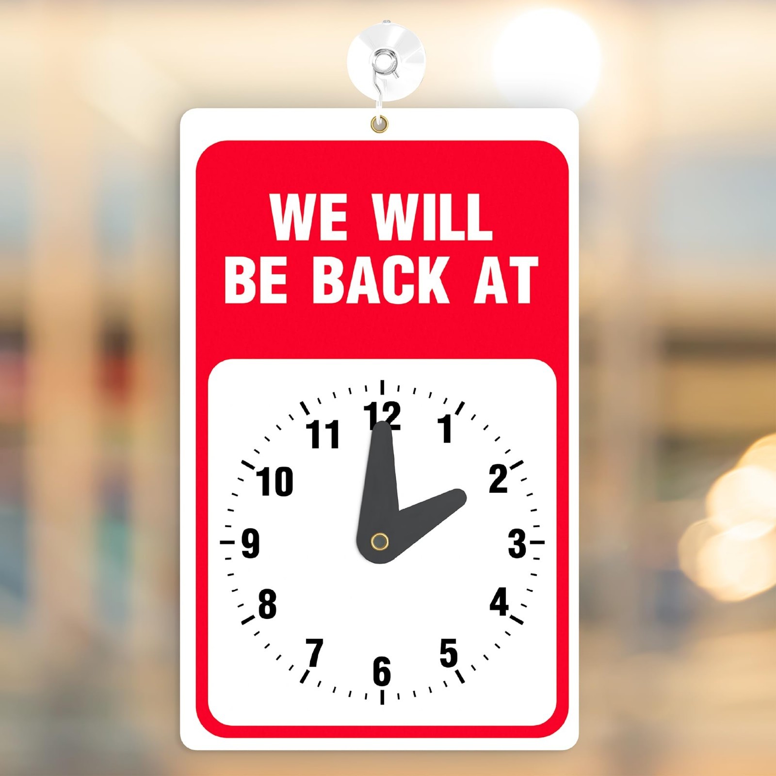 Will Return Sign with Clock – 2 Pack – 9.25×5.75 Inch – Bright Red & White – Suc