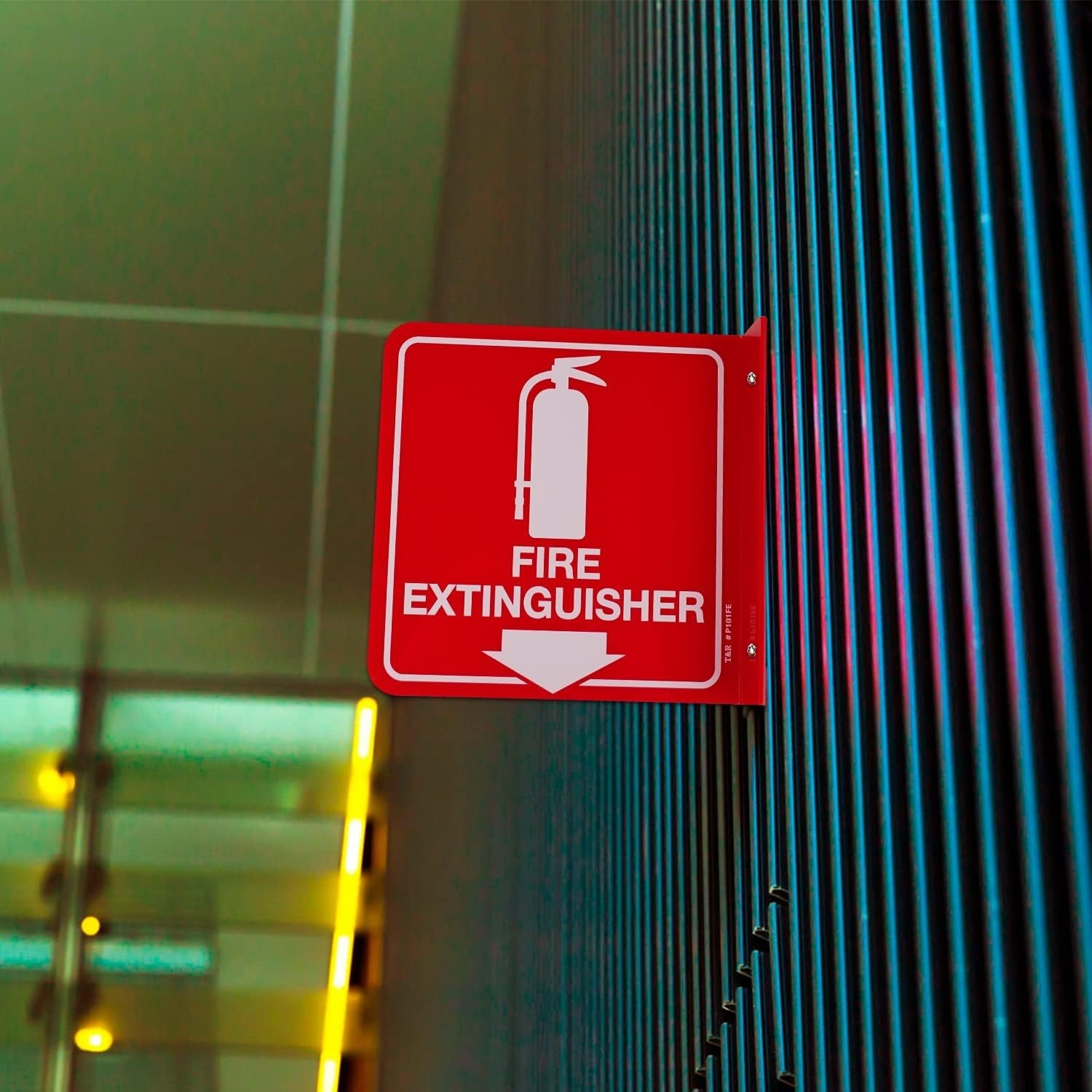 Fire Extinguisher Sign, Fire Extinguisher with Down Arrow – 8 Pack – 6 x 6 In…