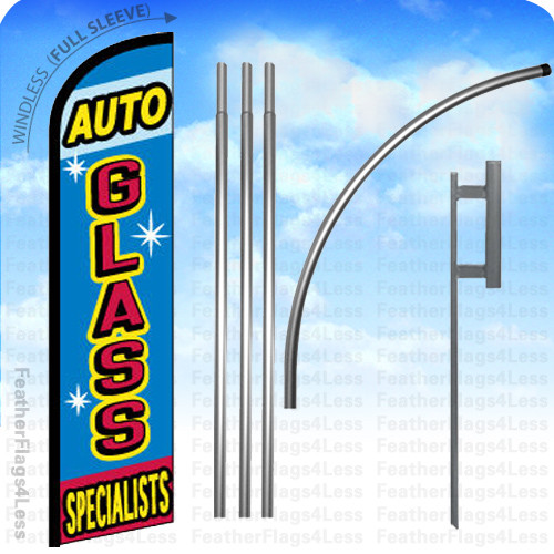 AUTO GLASS – Windless Swooper Flag 15′ KIT Feather Banner Sign – bf
