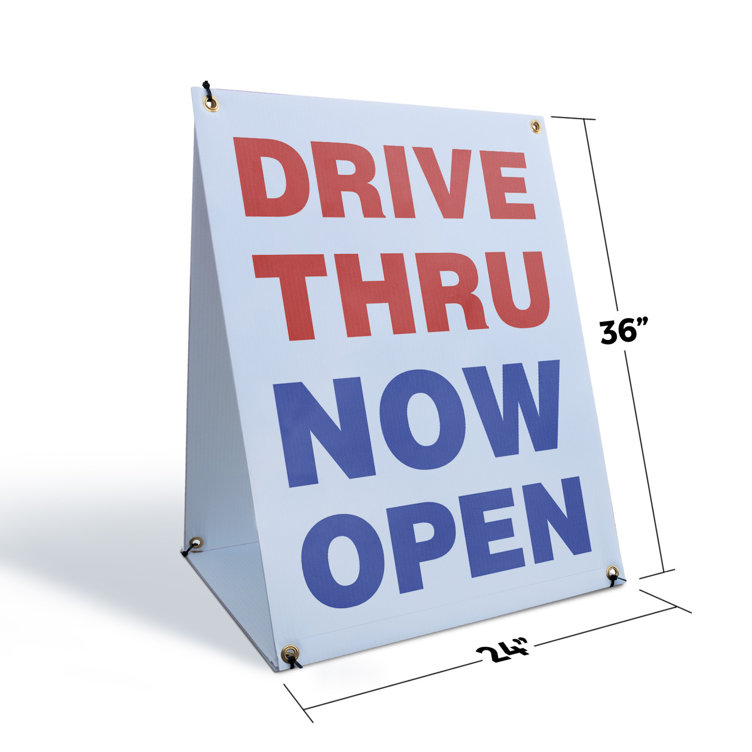 Drive Thru Now Open A-Frame Sidewalk Sign Convenient Service Restaurant Open