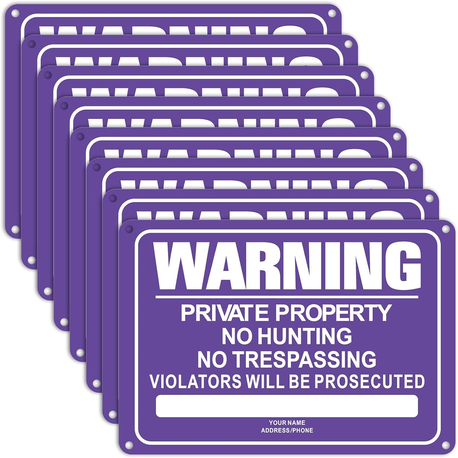 8 Pcs No Trespassing Signs 10×7 Reflective Aluminum Private Property Red