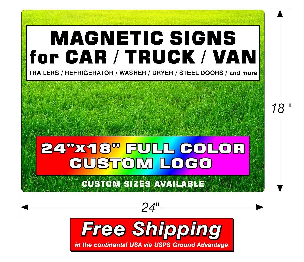 1 PAIR (2) MAGNETIC SIGNS for CAR / TRUCK / VAN / TRAILERS – 24″ x 18″