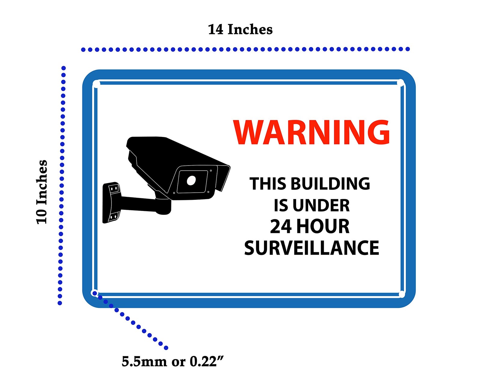 24 Hour Video Surveillance Sign, Security Camera Sign, Rectangular Aluminum W…