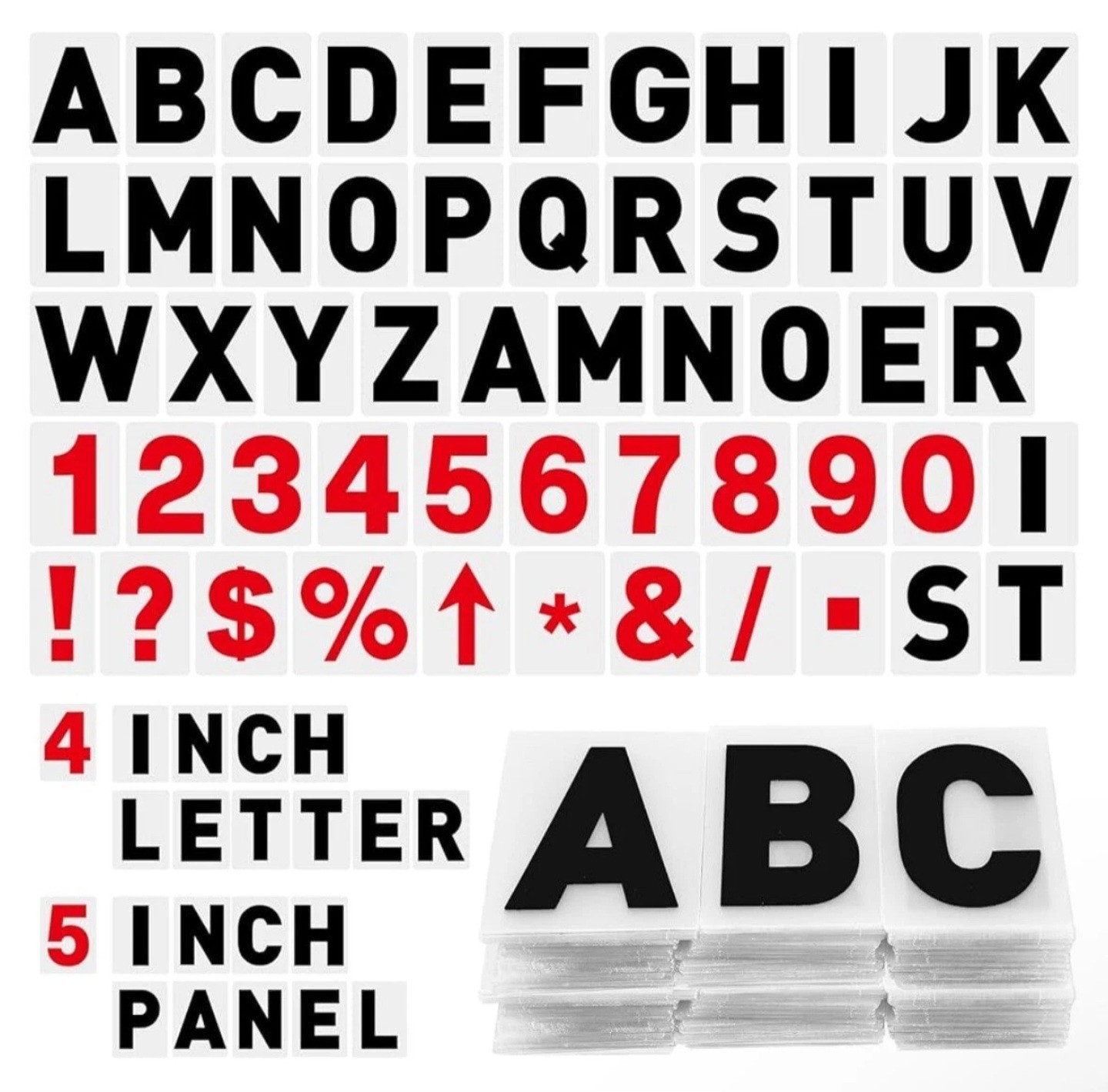 LEINOSEN 300 PCS SIGN LETTER PRINTED ON MARQUEE FLEXIBLE OUTDOOR BLACK 8″ & 9″