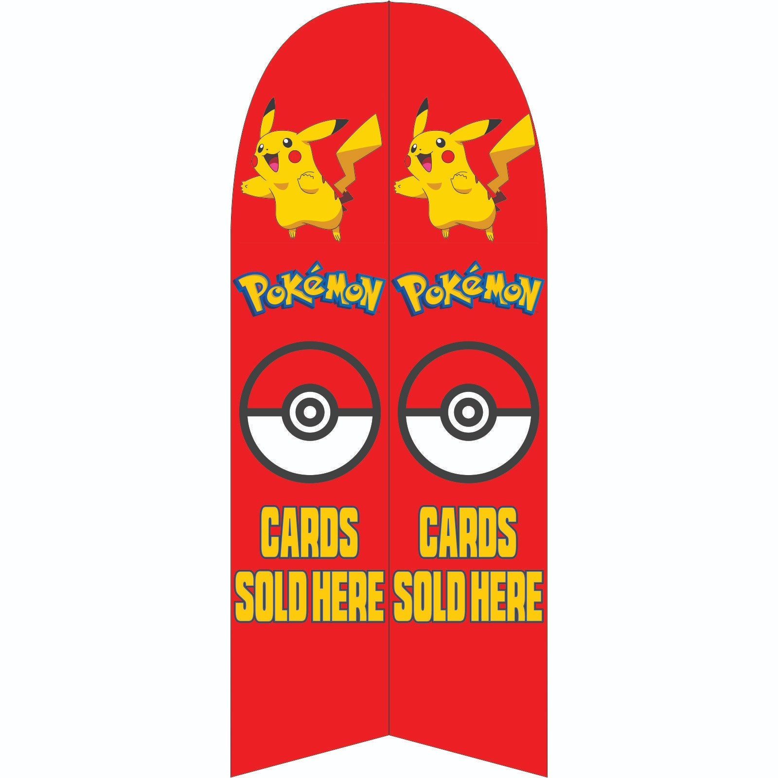 Pokemon Cards Sold Here Red 11.5 ft Double Sided Windless Swooper Flag Set