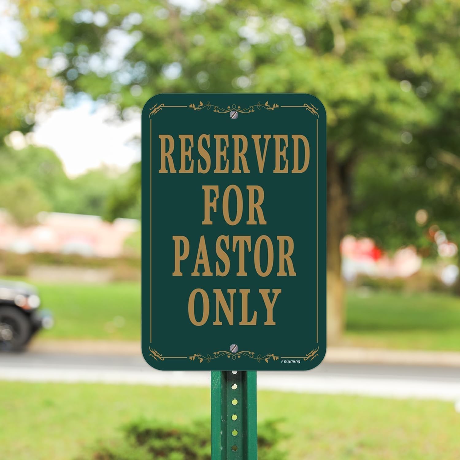 12×18 Inch Reserved Pastor Only Church Parking Sign HeavyDuty Aluminum Green