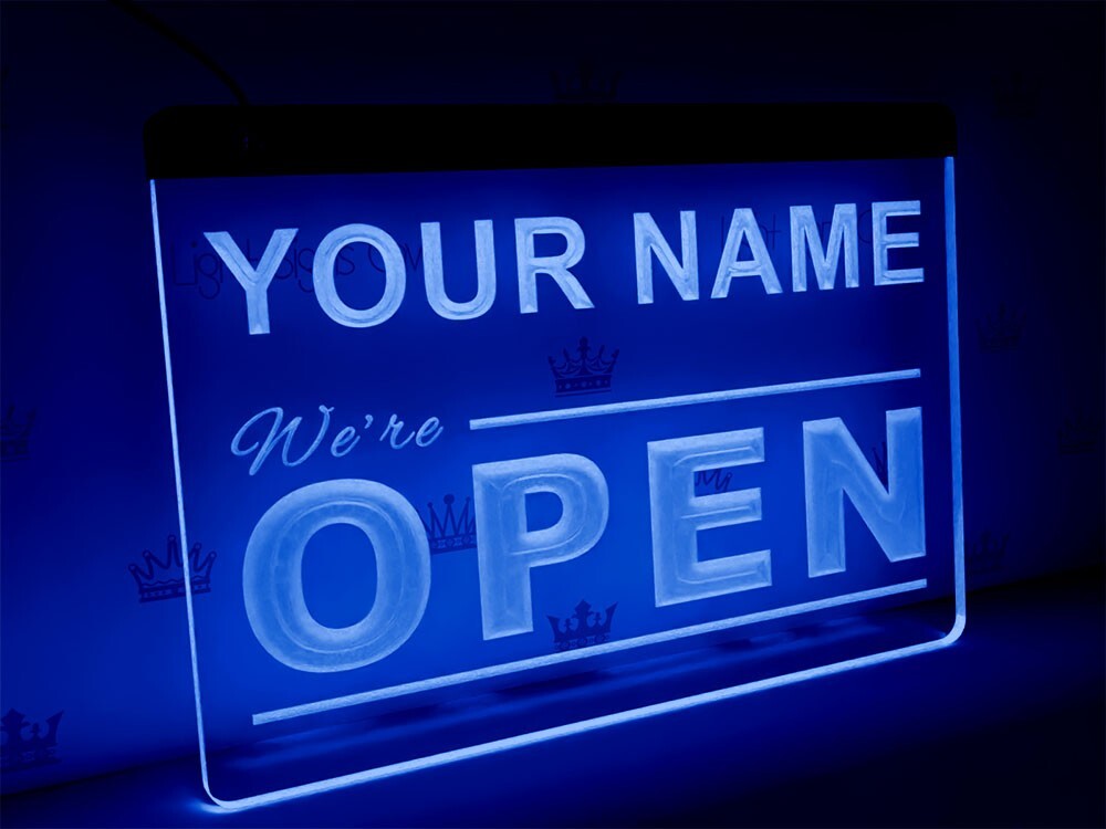 Personalized Open LED sign | Branded door sign with your business name