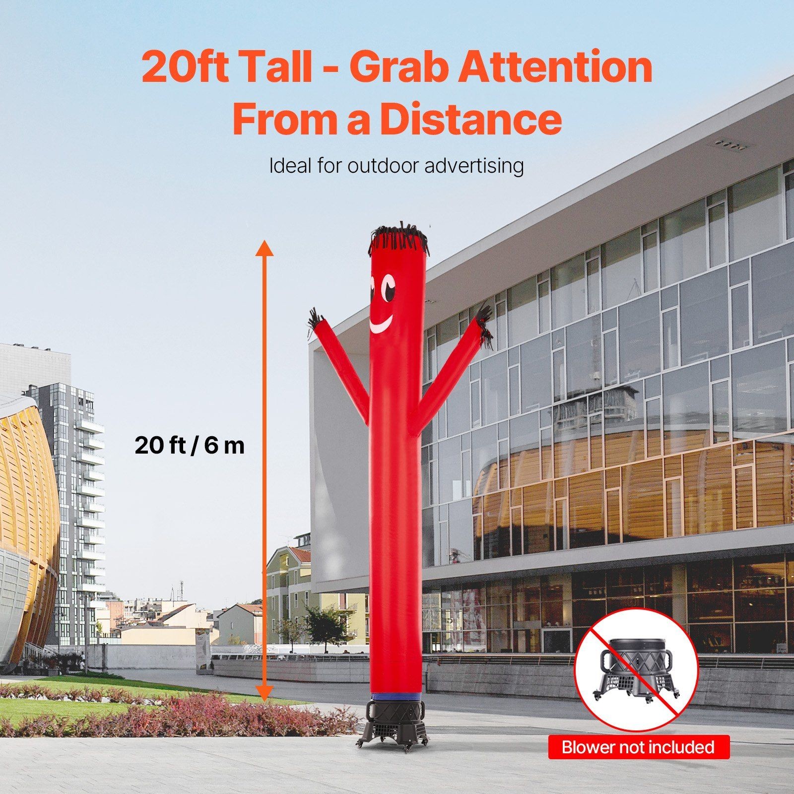 20ft Rolling Wave Man Red Art 190T Heavy-Duty No Blower