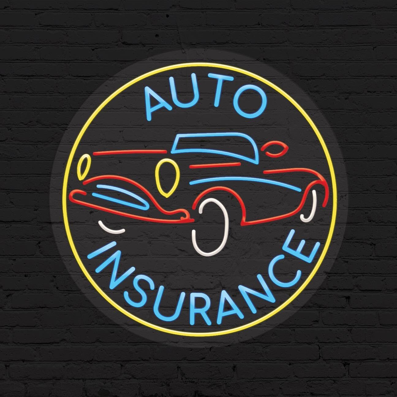 Auto Insurance Sign for Business Displays | LED Flex Neon | 26″W x 26″H x 1″D