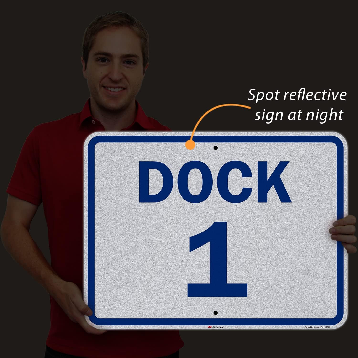 18″ x 24″ Reflective Aluminum Dock Number Sign – Blue on White