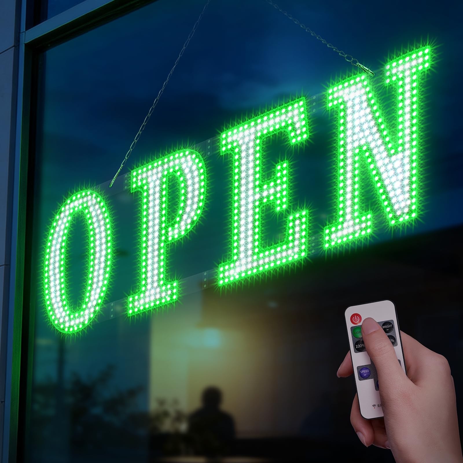 Open Sign for Business 40″ x 14″, Bright LED Open Sign with Remote Control, 1…