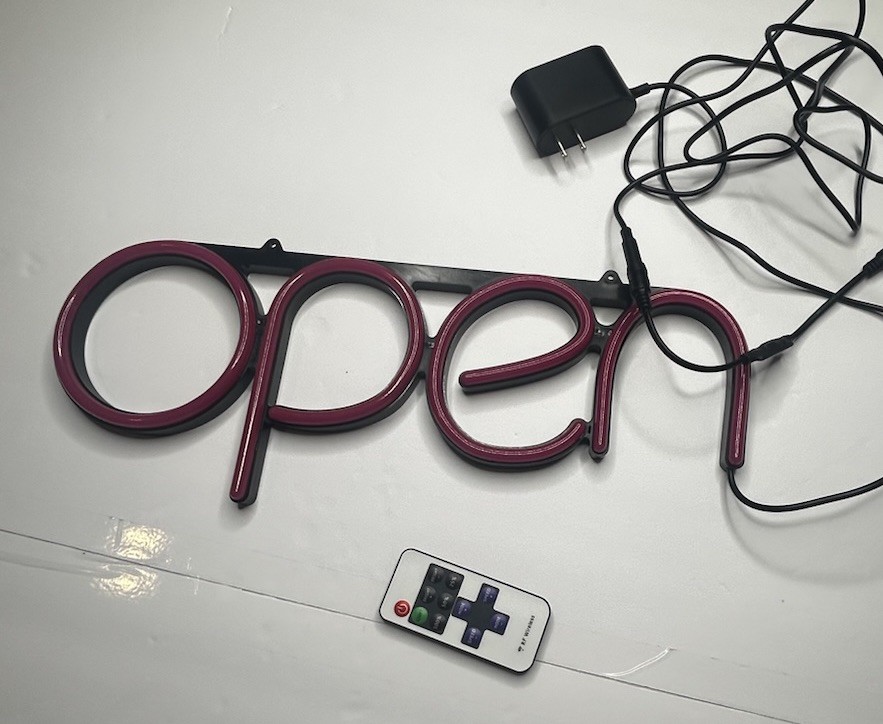 LED Neon OPEN Sign Pink Store Window Business Light w/ Remote & Power Adapter