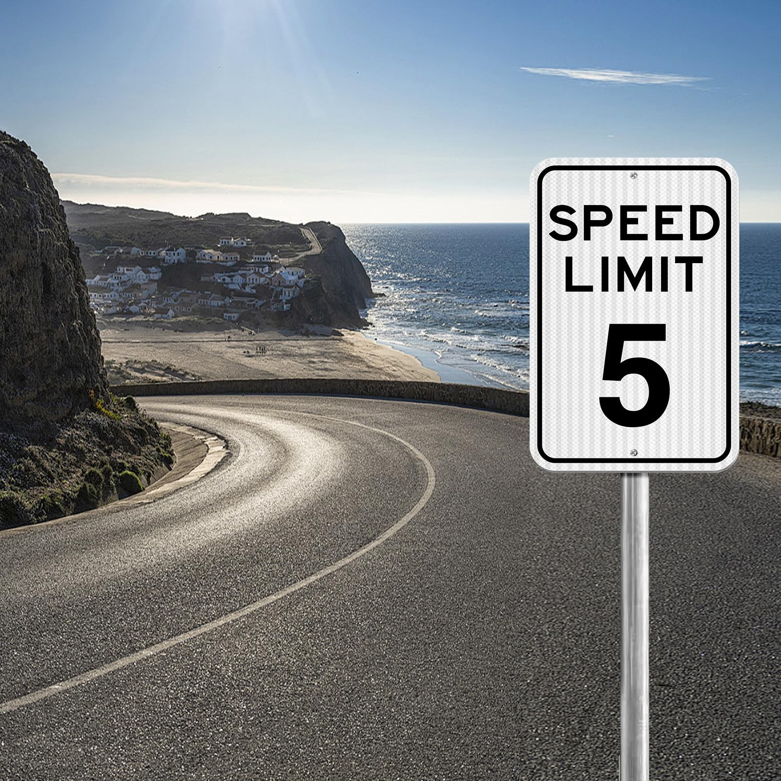 Speed ​​Limit Sign 5 MPH Slow Down Traffic Sign 12 x 18 Reflective 40Mil