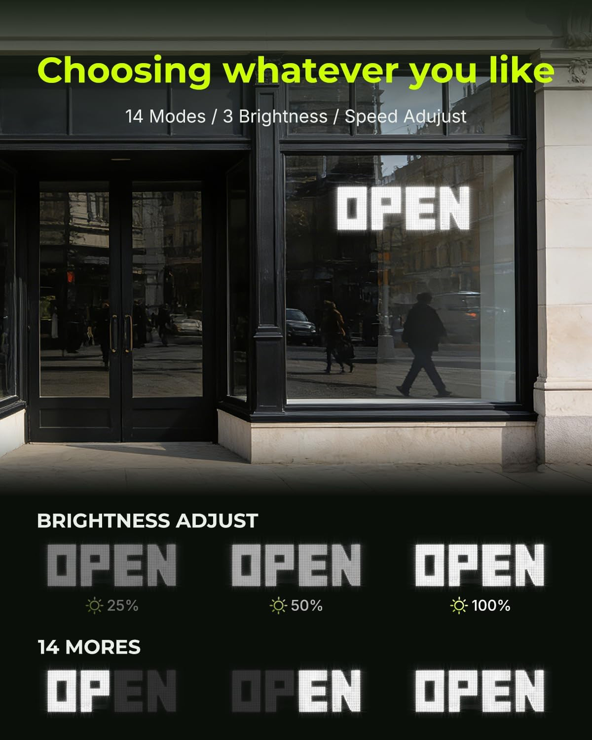36″X12″ Bright Dimmable LED Open Sign for Storefronts, Bars & Cafes