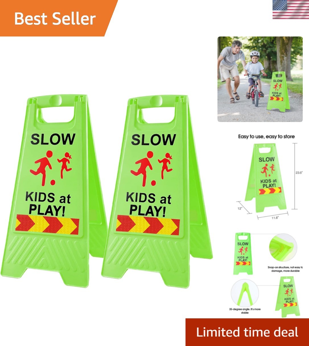 Slow Signs for Street, Double-Sided Text and Graphics with Reflective Tape, C…