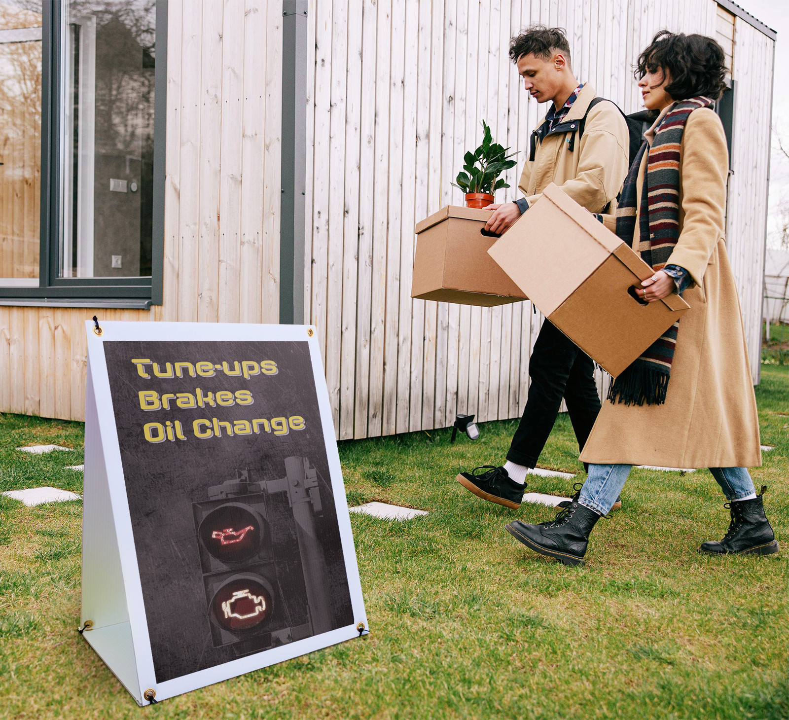 Tune Ups Brakes Oil Change A-Frame Sidewalk Sign Comprehensive Auto Services