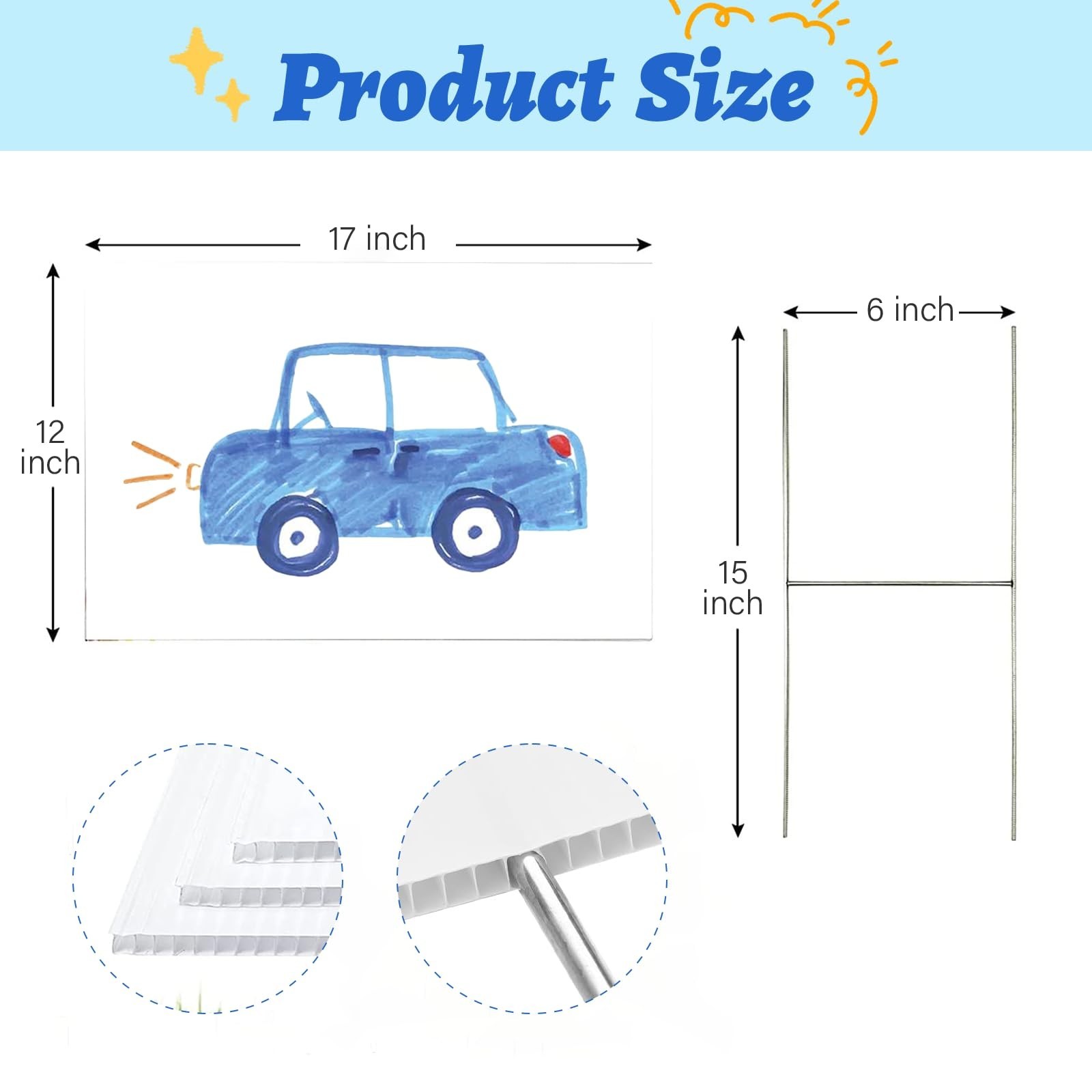 Blank Yard Signs with Stakes – 2 Pack 17×12″ Double-Sided Corrugated Plastic for