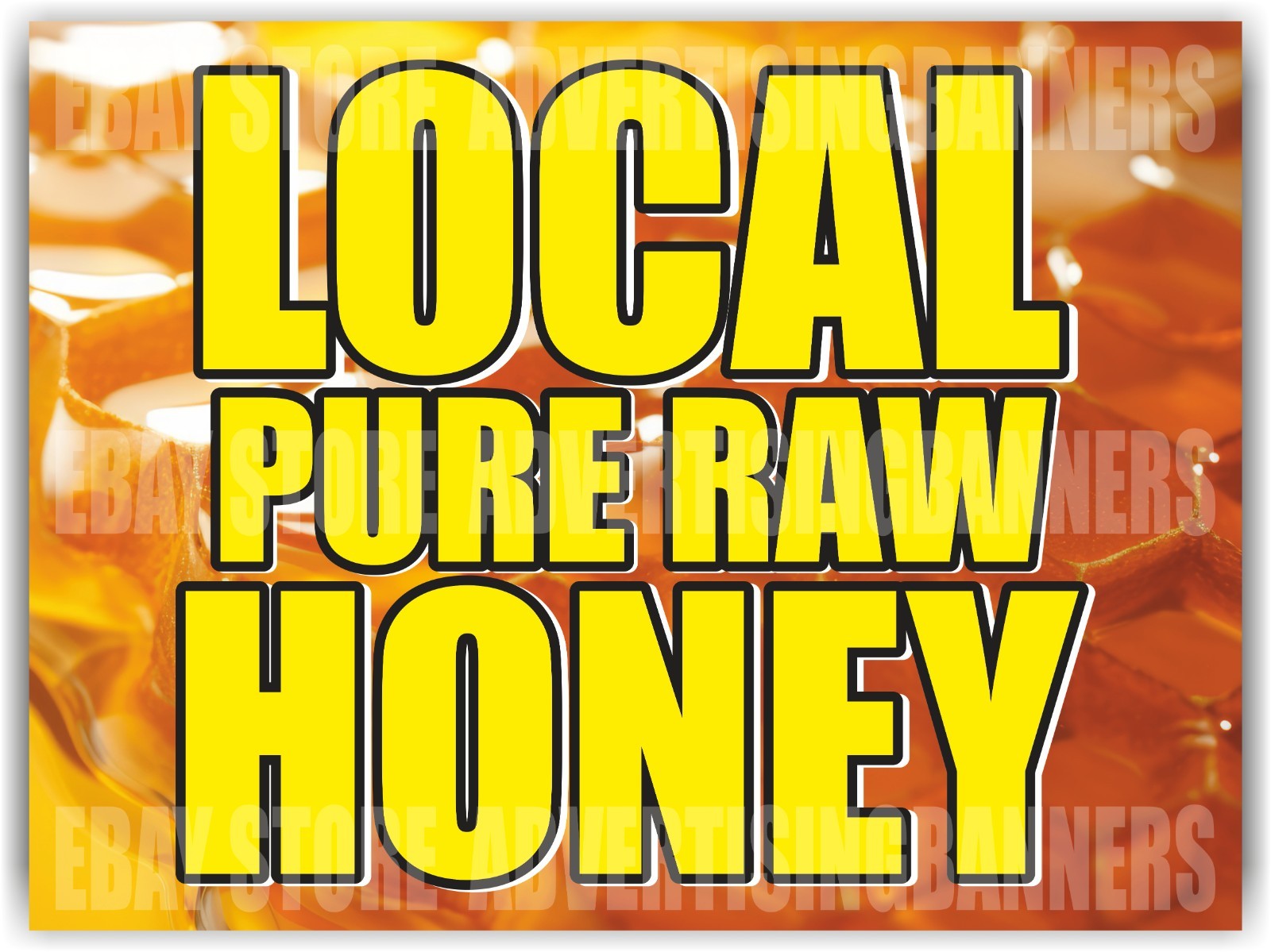 LOCAL PURE RAW HONEY Yard Sign with H-Stakes honeycomb bees homemade SOLD HERE