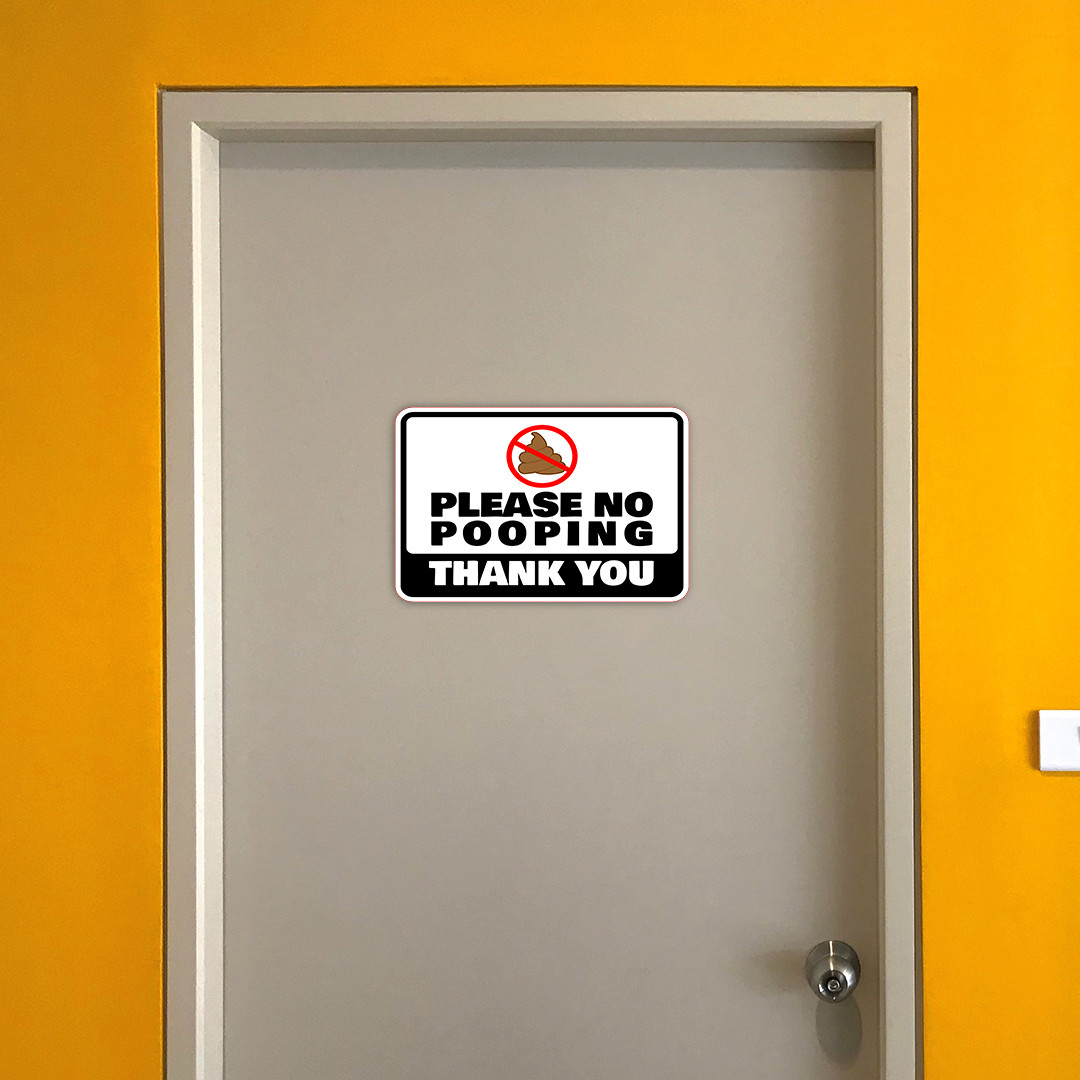Classic Framed Plus Please No Pooping Thank You Wall or Door Sign