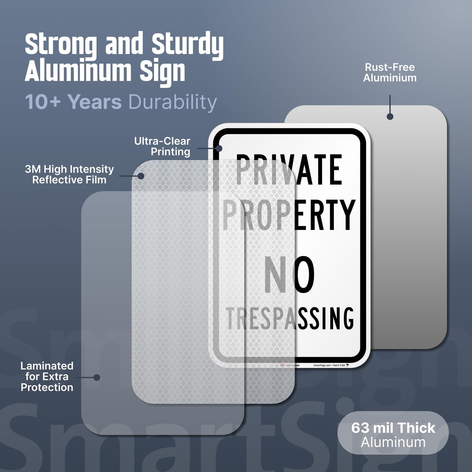 No Trespassing Signs Private Property, 12 x 18 Inches 3M High Intensity Grade…