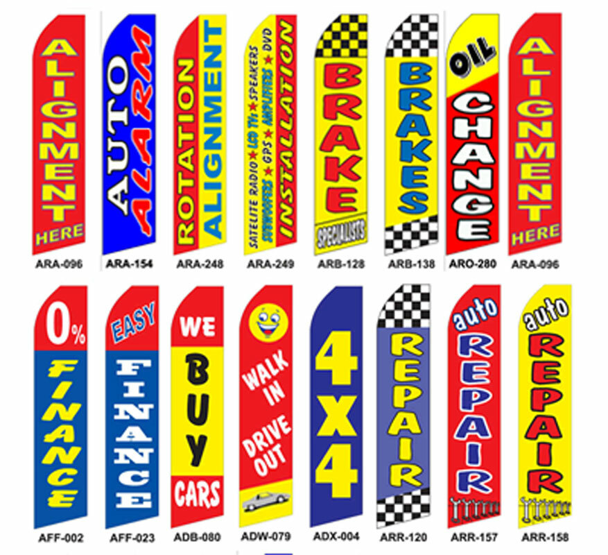 Any 15ft Pre-Printed Swooper Sign Advertising Flag Feather Banner +Pole & Spike