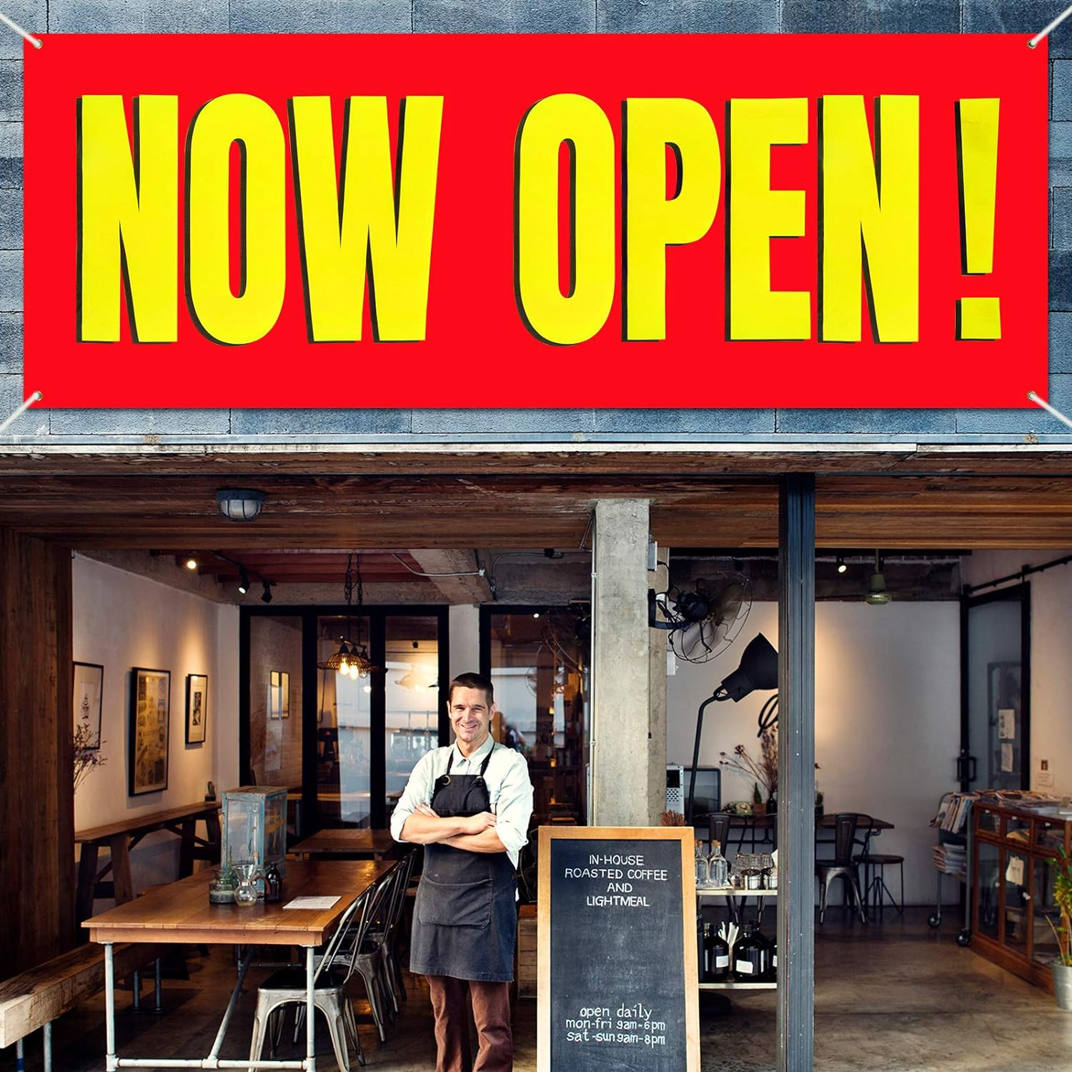 3 x 8 Feet Banner Outdoor, Indoor Sign Polyester Cloth Now Open Sign!