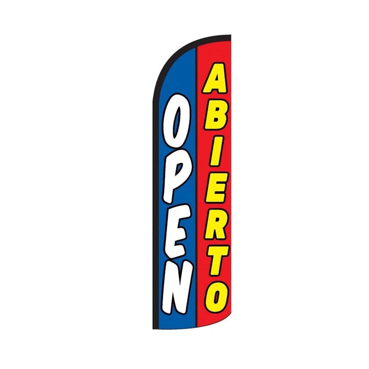 Open Abierto Swooper Flutter Feather Flag | 3ft W x 11.5ft Tall