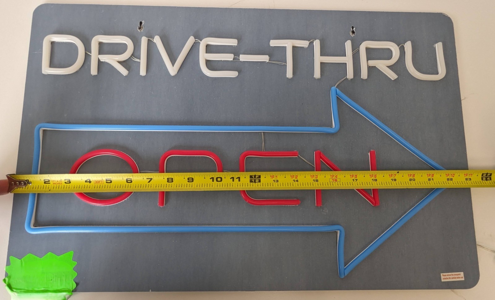 LED Light Up Drive Thru Sign 23.5inWx15inH Rubber Lettering See Video