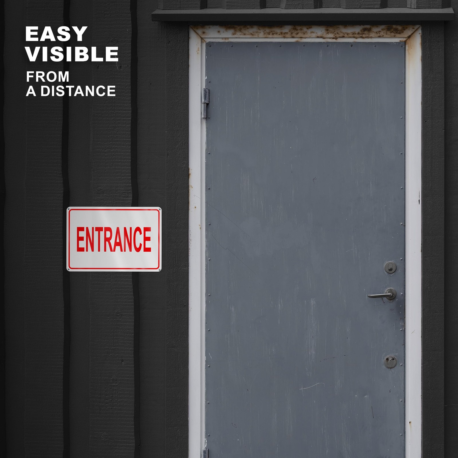 Reflective Entrance Sign, 8X12 Rust-Free Aluminum Enter Here Sign for Door