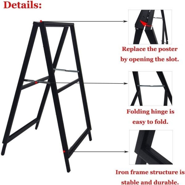 A Frame Sidewalk Sign, Heavy Duty Sandwich Board Signs 24×36 in(print included)