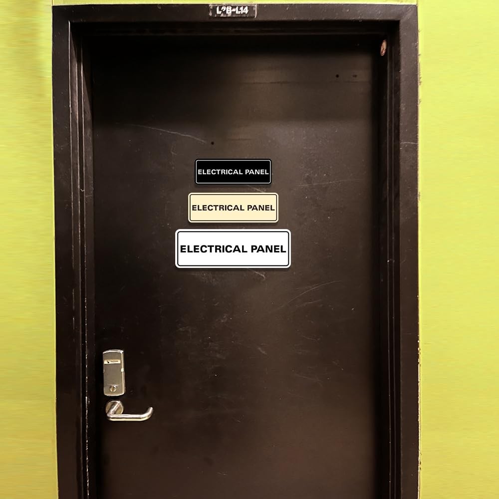 All Quality Electrical Panel Sign – Black/Gold – Small (10 Pack)