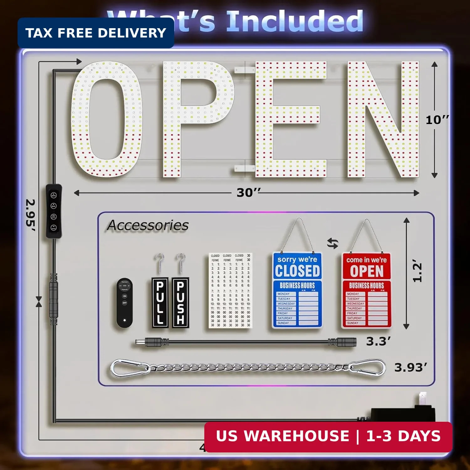 LED Open Signs for Business, exTopGoal 30″x10″ Large Bright Open Sign with Remot
