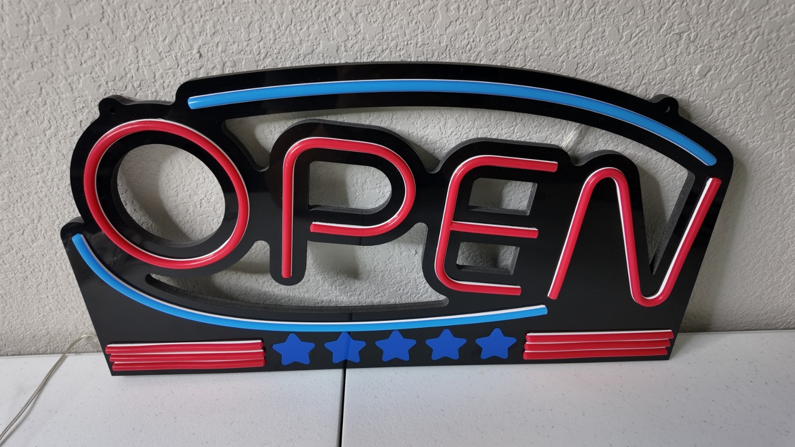 Large LED Neon Open Sign 24″x12″ American Flag Bright for Restaurant Bar Store