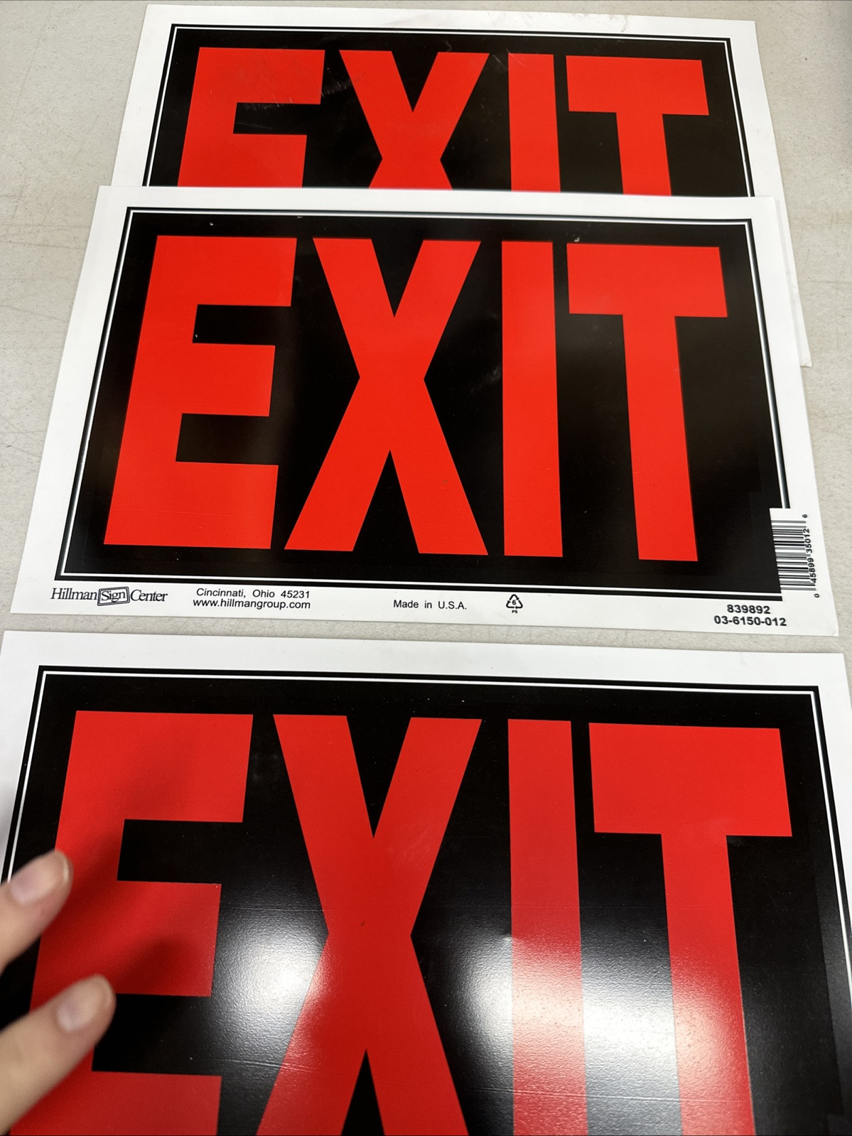 Hillman 839892 Exit Sign, Black and Red Plastic, 8×12 Inches 3 Pack {51}