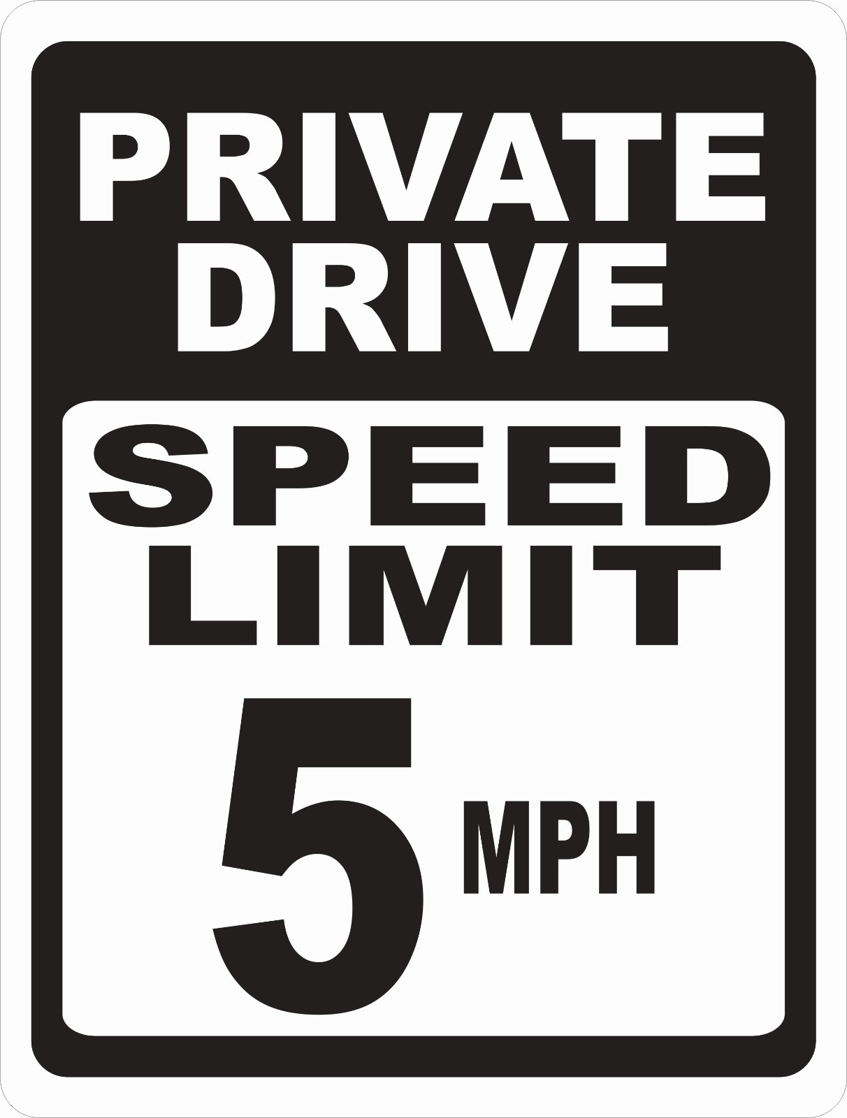 Private Drive Speed Limit Sign. Size/Speed Options. MPH Miles Per Hour Road