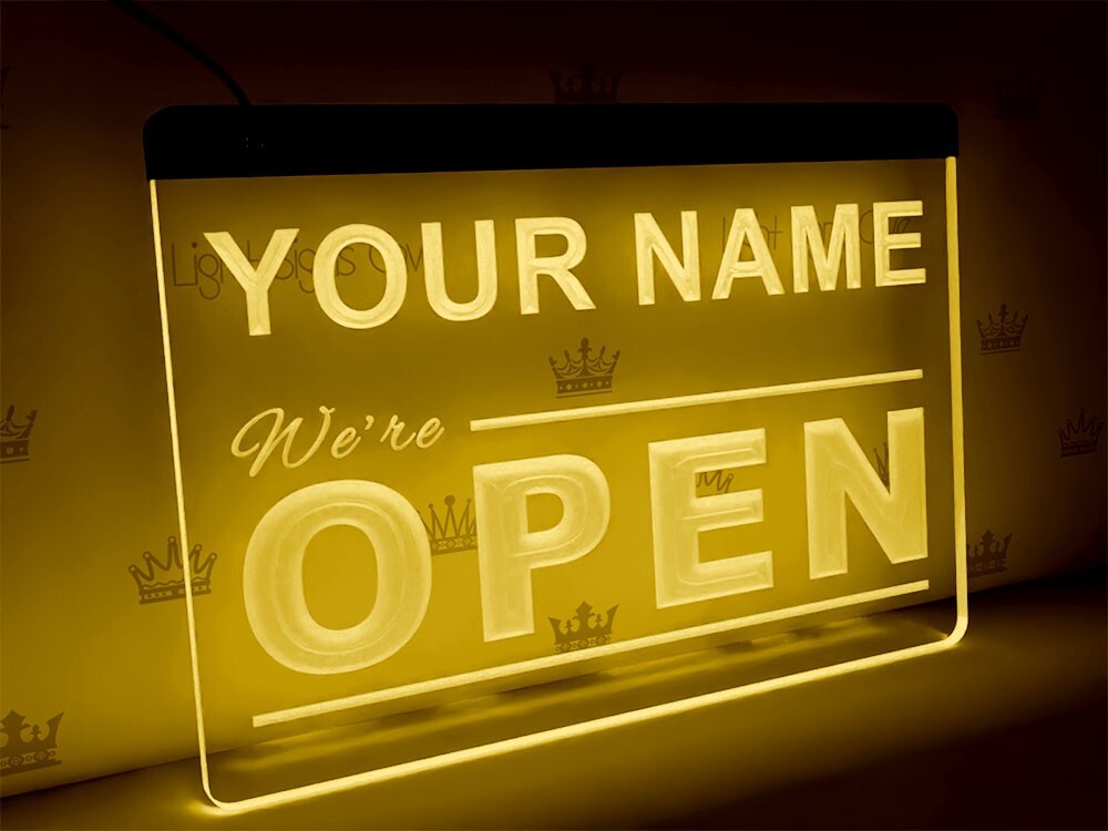 Personalized Open LED sign | Branded door sign with your business name
