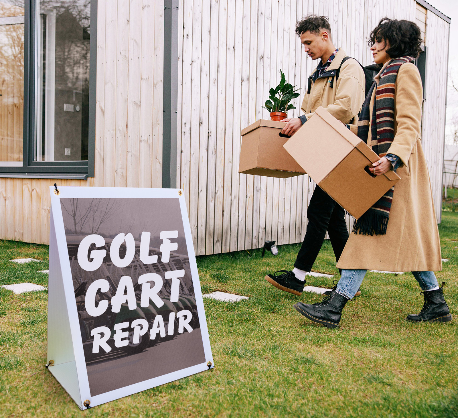 Golf Cart Repair A-Frame Sidewalk Sign Maintenance Expert Reliable Mechanics