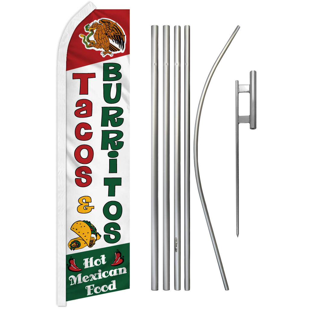 Tacos & Burritos Swooper Flutter Feather Advertising Kit Concessions Food Flag