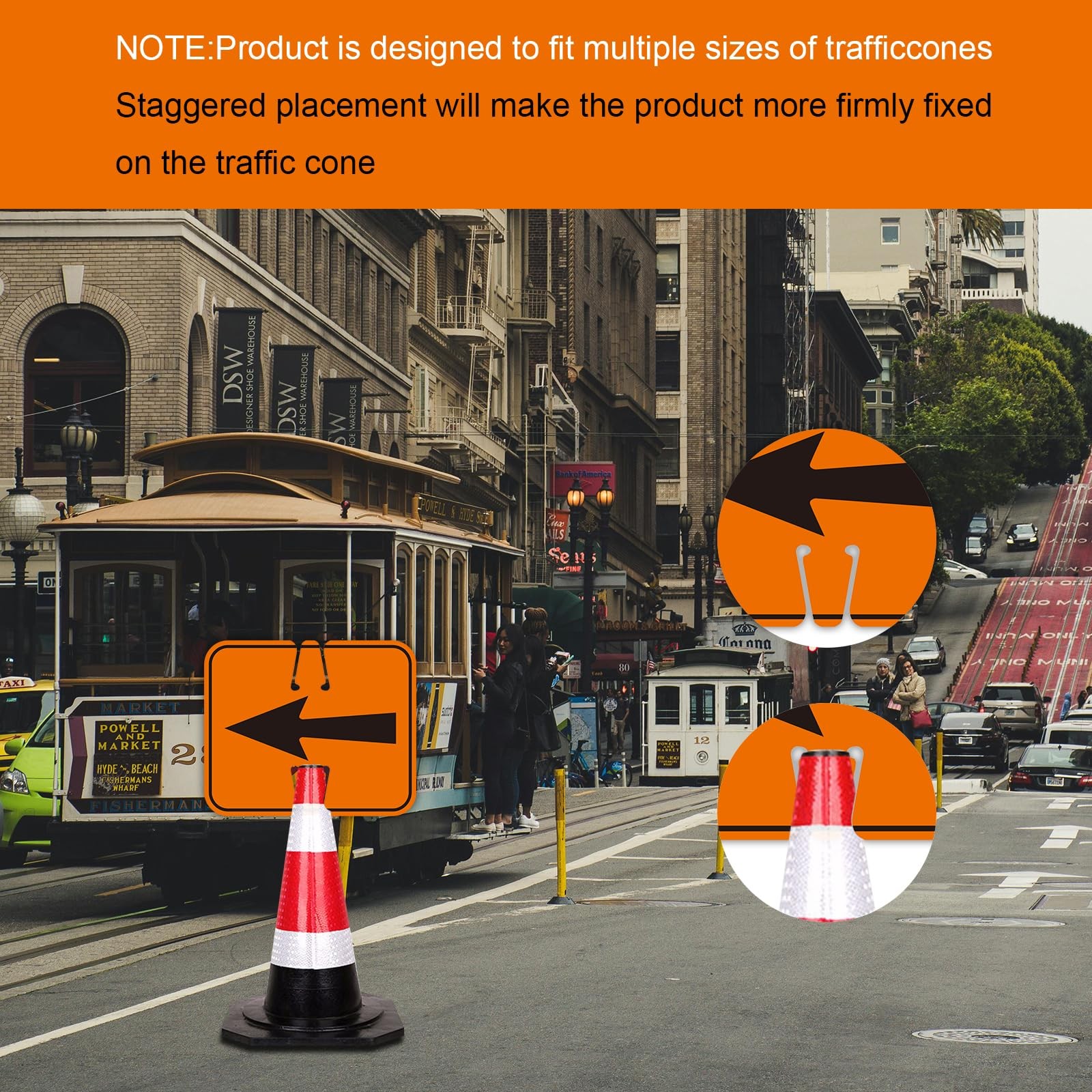 5 Pack Traffic Cone Reversible Arrow Signs, 12.6″x10.4″ PVC Arrow Sign for Tr…