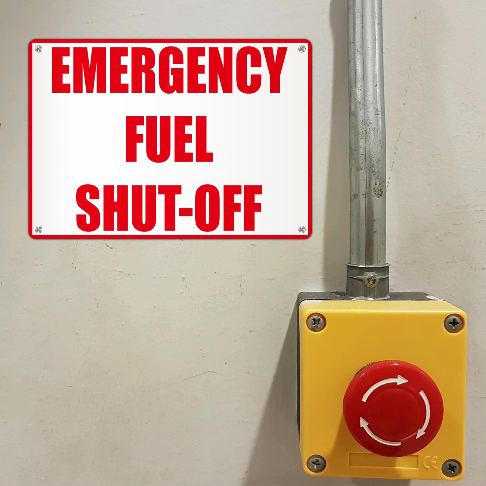 2 Pack Fuel Shut-Off Sign, 10 x 7 Inches Aluminum Fuel Shut-Off Sign Weatherp…