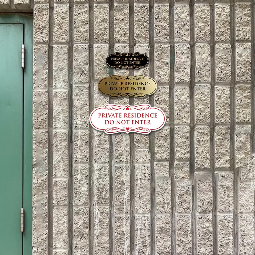 1 PCS Designer Private Residence Do Not Enter Home Security Sign Black Gold
